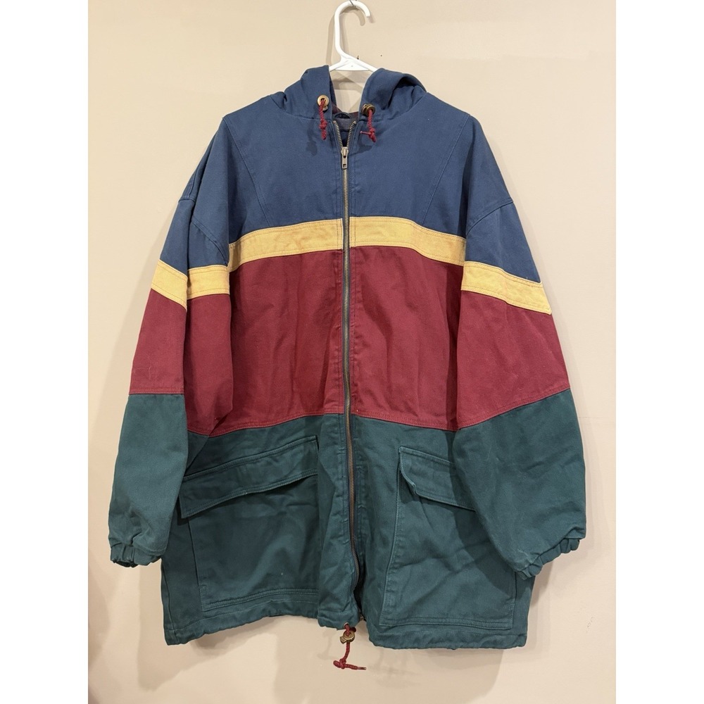 Vintage Laurice 90s Colorblock Fleece Lined Chore‎ Coat Streetwear Size 24